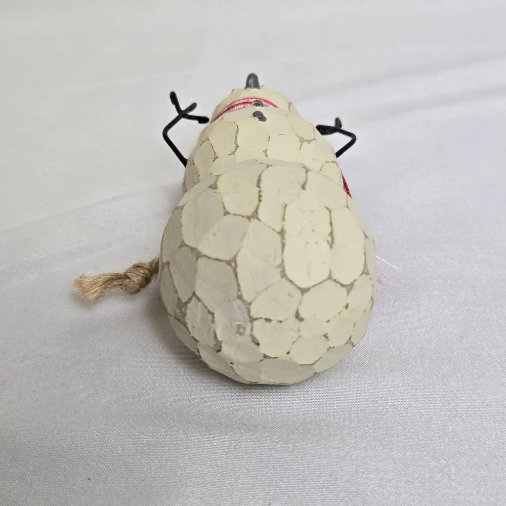 Rustic Primitive Style Snowman Christmas Ornament Crackled Finish 3.75